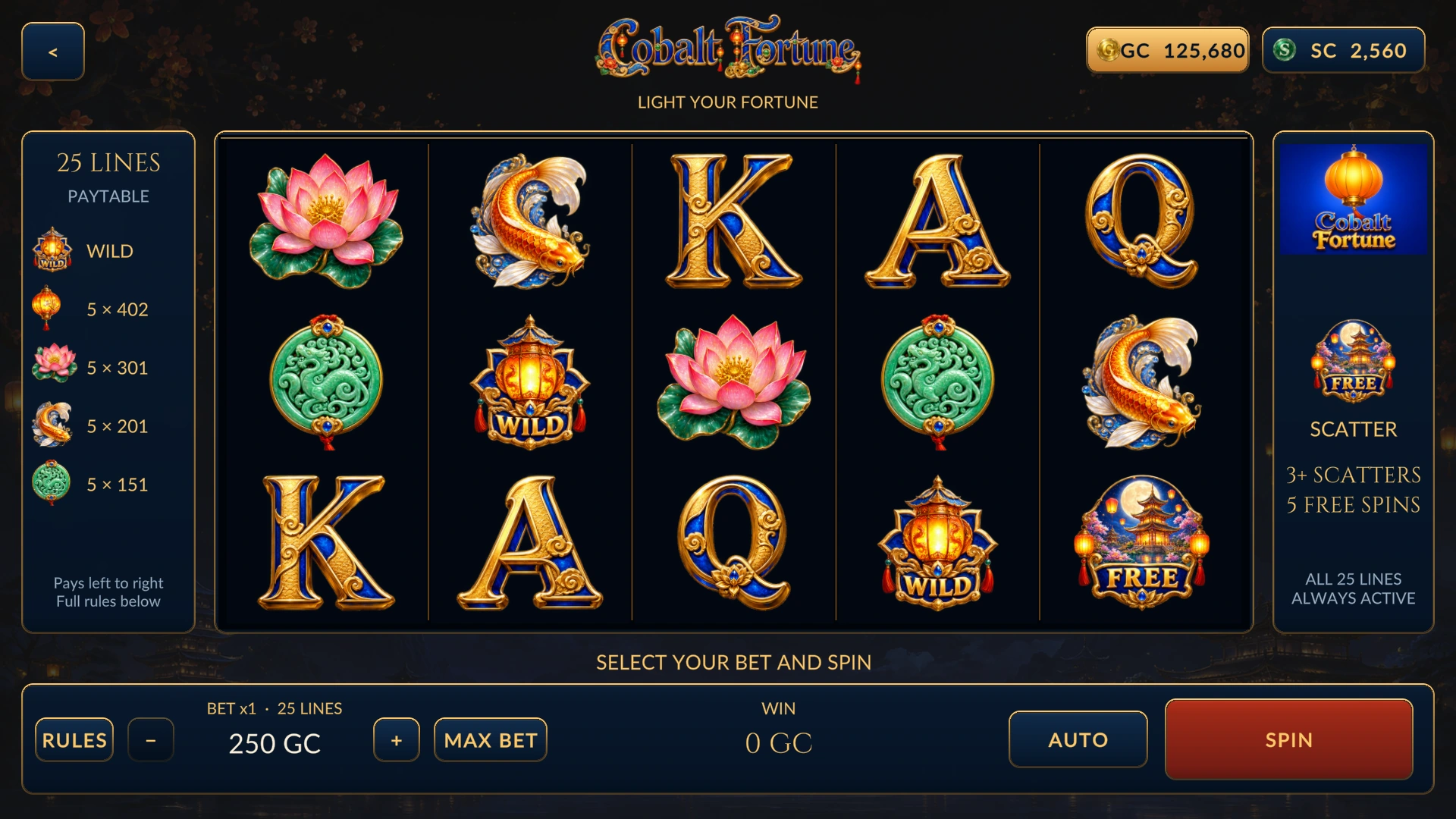 Cobalt Fortune game screenshot